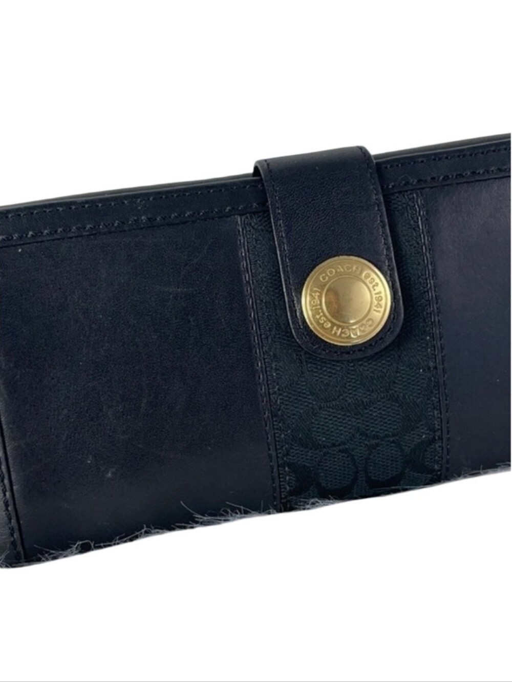 Coach Vintage Black Leather Continental Wallet with Gold-Tone Snap - Picture 4 of 10